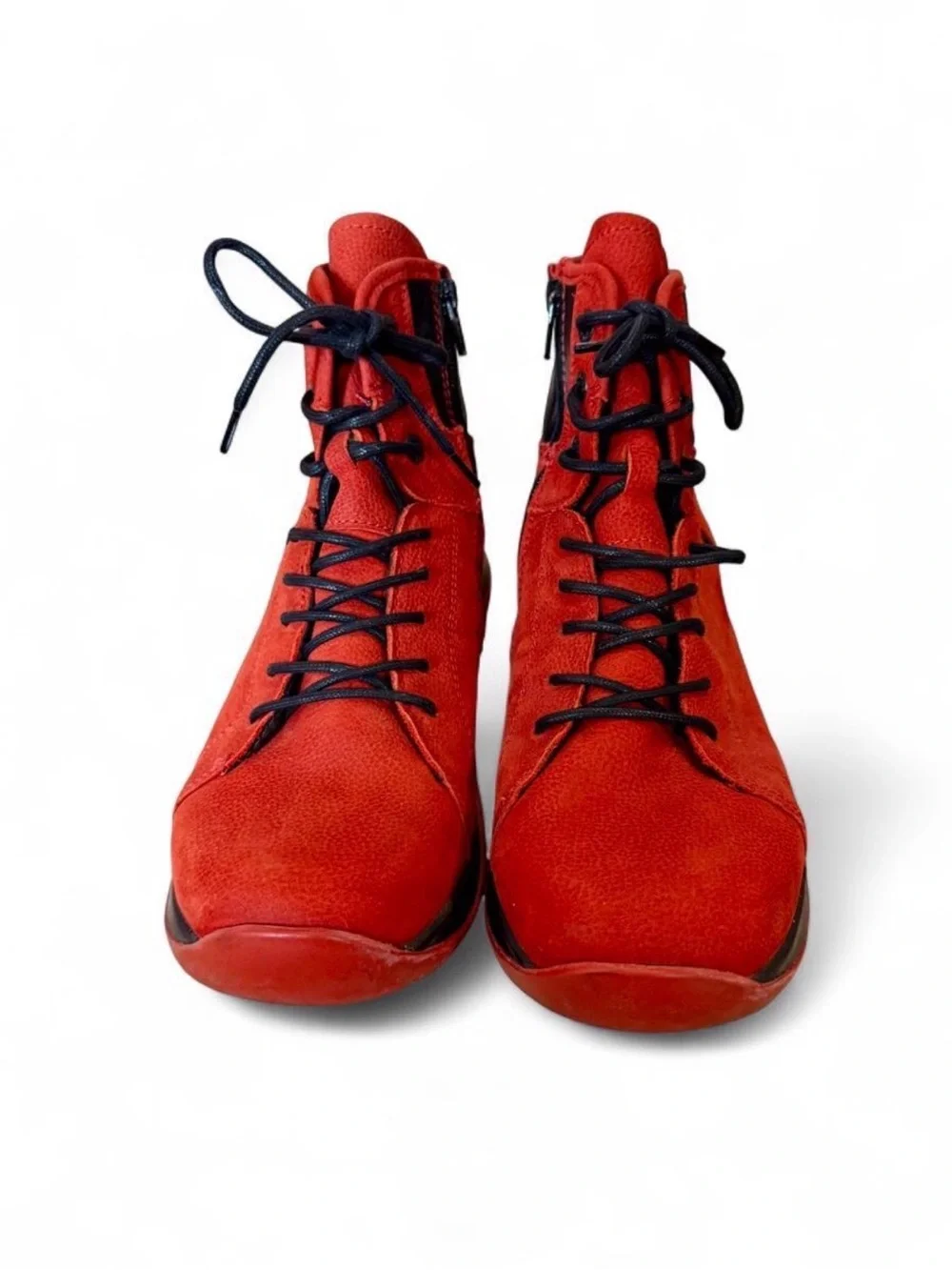 Wolky Ambient Water Resistant Red Black Leather Ankle Boots Women’s Size US 9.5